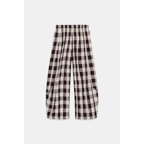 ZARA ZW COLLECTION GINGHAM CHECK TROUSERS - Picture 8 of 9